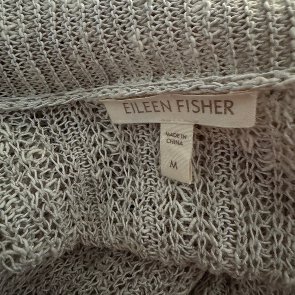 EILEEN FISHER LINEN NATURAL CREAM SHORT SLEEVE SWEATER CARDIGAN SZ M - Picture 6 of 6